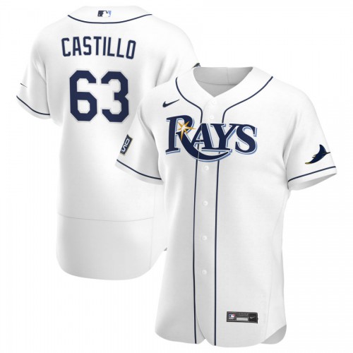 Tampa Bay Tampa Bay Rays #63 Diego Castillo Men's White Home 2020 World Series Bound Authentic Player Jersey Men's