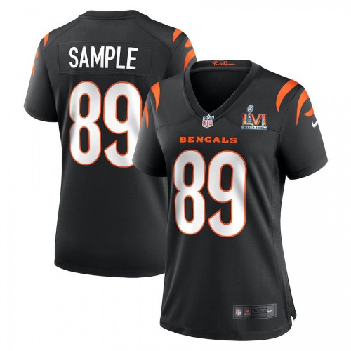 Cincinnati Cincinnati Bengals #89 Drew Sample White Super Bowl LVI Patch Women's Game Jersey Womens