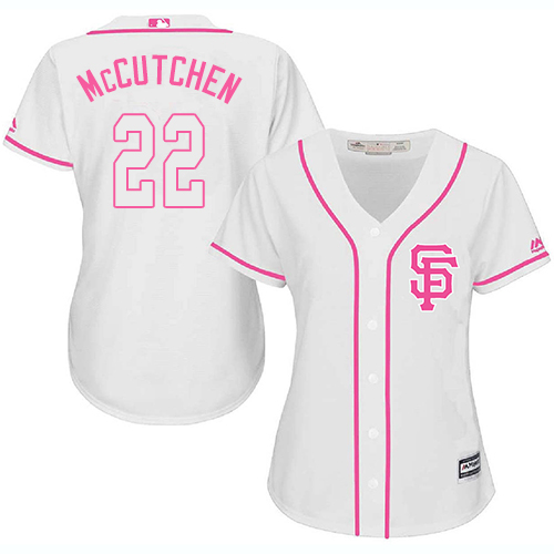 San Francisco Giants #22 Andrew McCutchen White/Pink Fashion Women's Stitched Jersey Womens