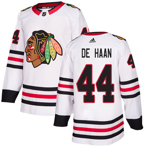 Adidas Chicago Blackhawks #44 Calvin De Haan White Road Authentic Stitched Youth Jersey Youth