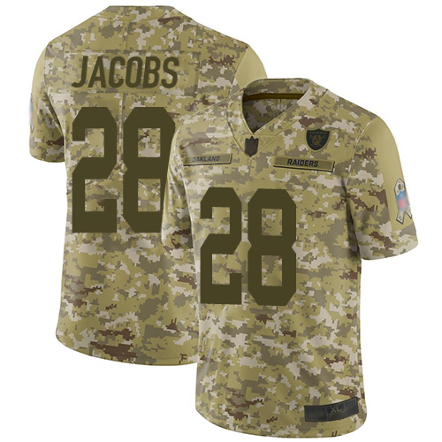 Raiders #28 Josh Jacobs Camo Men's Stitched Limited 2018 Salute To Service Jersey