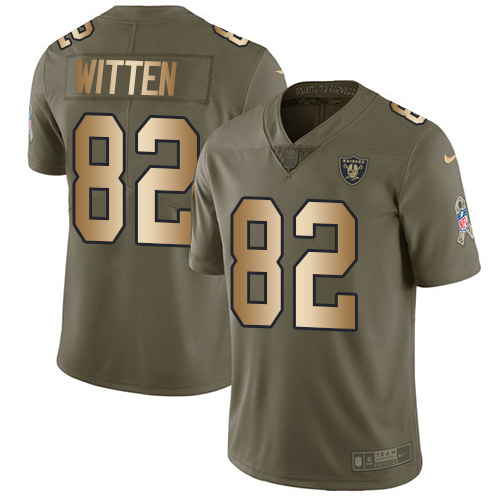 Las Vegas Raiders #82 Jason Witten Olive/Gold Men's Stitched Limited 2017 Salute To Service Jersey Men's