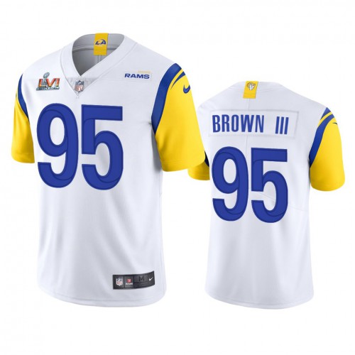 Los Angeles Los Angeles Rams #95 Bobby Brown III Men's Super Bowl LVI Patch Alternate Vapor Limited Jersey - White Men's