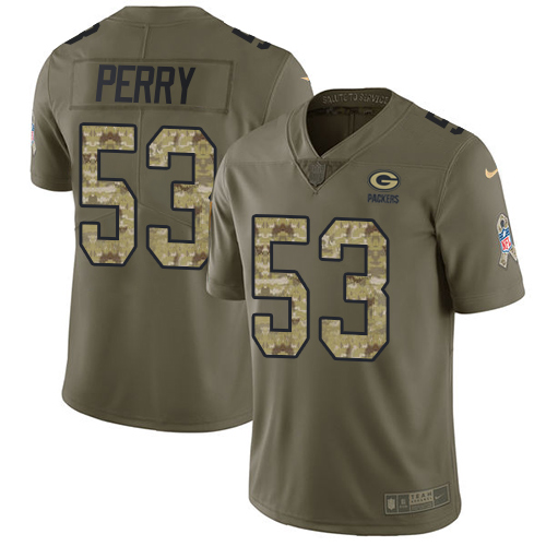 Green Bay Packers #53 Nick Perry Olive/Camo Men's Stitched Limited 2017 Salute To Service Jersey Men's