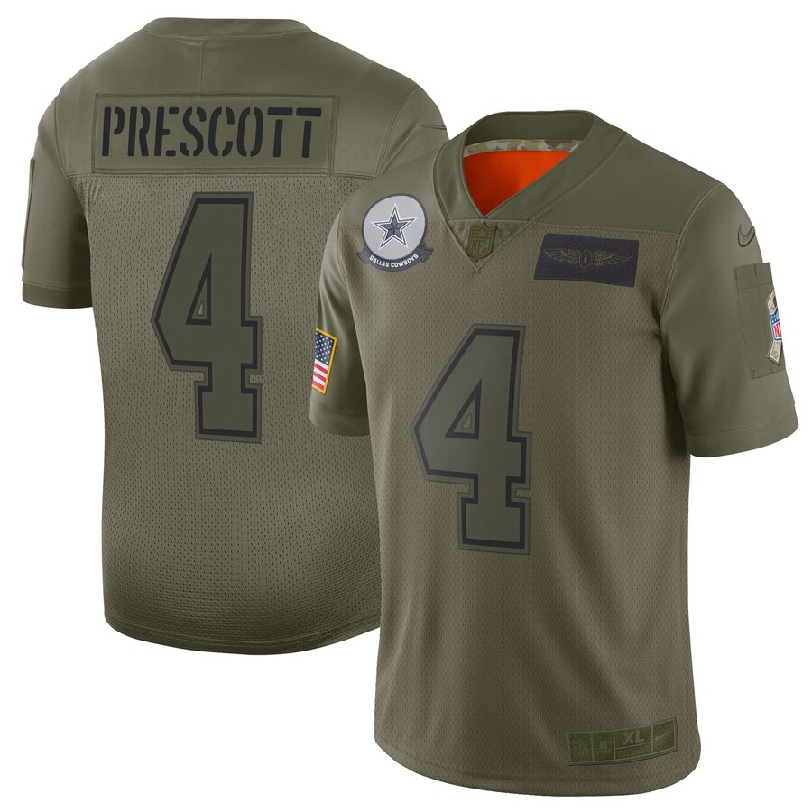 Cowboys #4 Dak Prescott Camo Men's Stitched Limited 2019 Salute To Service Jersey