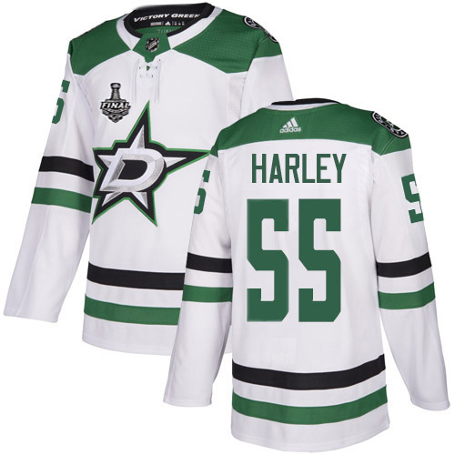 Adidas Dallas Stars #55 Thomas Harley White Road Authentic 2020 Stanley Cup Final Stitched Jersey Men's