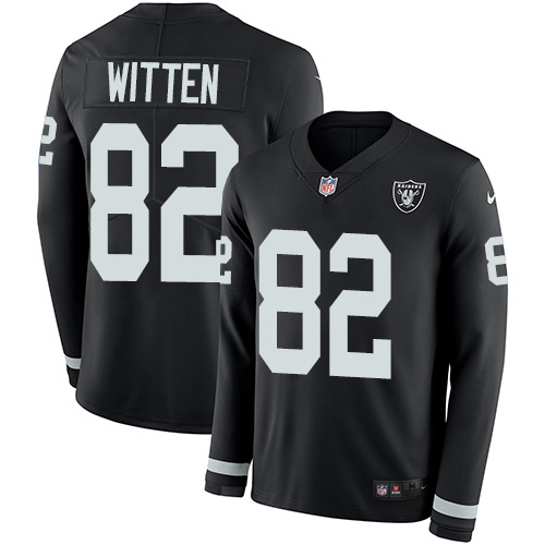 Las Vegas Raiders #82 Jason Witten Black Team Color Men's Stitched Limited Therma Long Sleeve Jersey Men's