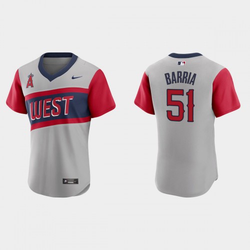 Los Angeles Los Angeles Angels #51 Jaime Barria Men's Gray 2021 Little League Classic Authentic Jersey Men's