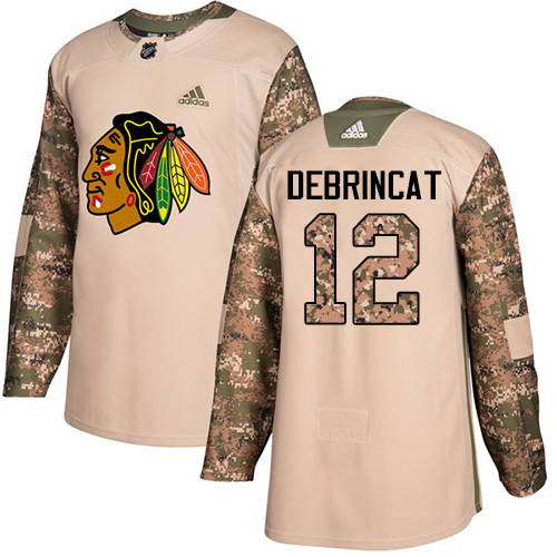 Adidas Chicago Blackhawks #12 Alex DeBrincat Camo Authentic 2017 Veterans Day Stitched Youth Jersey Youth