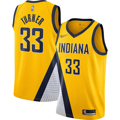Indiana Pacers #33 Myles Turner Gold Swingman Statement Edition 2019/2020 Jersey Mens