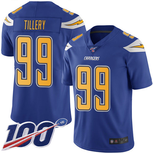 Los Angeles Chargers #99 Jerry Tillery Electric Blue Men's Stitched Limited Rush 100th Season Jersey Men's