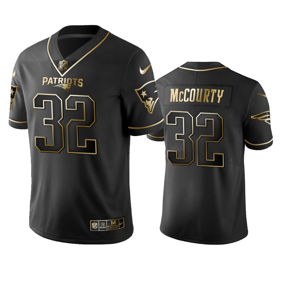 Patriots #32 Devin Mccourty Black Golden Limited Edition Stitched Jersey