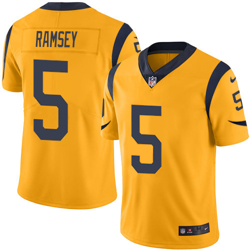 Rams #5 Jalen Ramsey Gold Men's Stitched Limited Rush Jersey