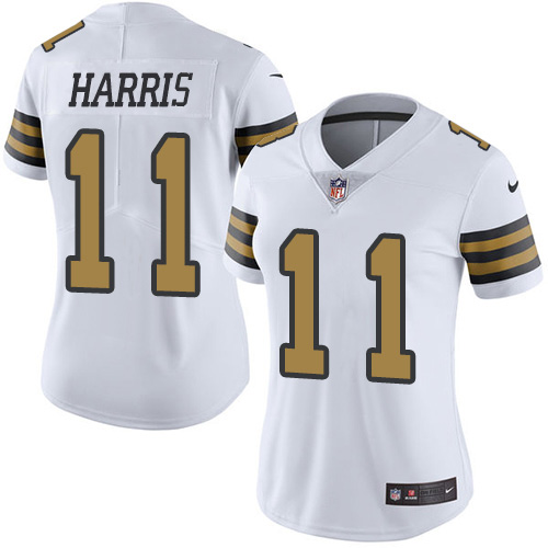 New Orleans Saints #11 Deonte Harris White Women's Stitched Limited Rush Jersey Womens