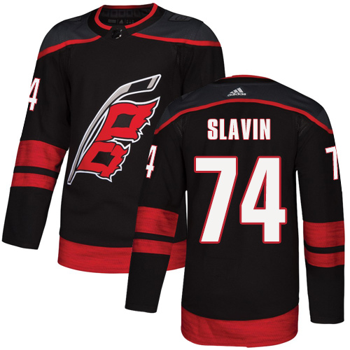 Adidas Carolina Hurricanes #74 Jaccob Slavin Black Alternate Authentic Stitched Jersey Men's