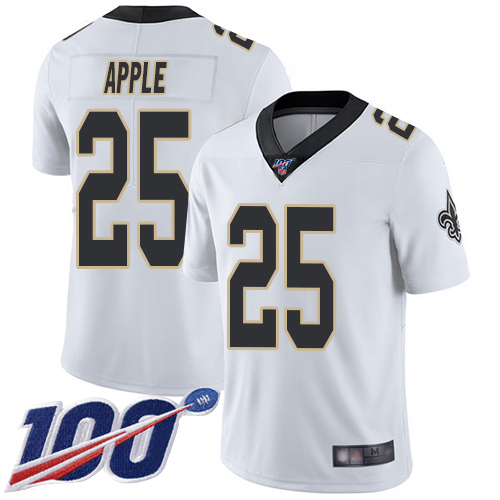 New Orleans Saints #25 Eli Apple White Men's Stitched 100th Season Vapor Limited Jersey Men's
