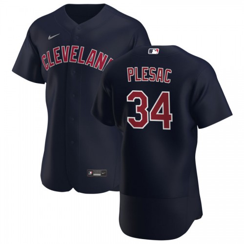 Cleveland Guardians #34 Zach Plesac Men's Navy Alternate 2020 Authentic Player Jersey Men's