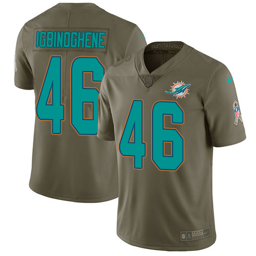 Miami Dolphins #46 Noah Igbinoghene Olive Men's Stitched Limited 2017 Salute To Service Jersey Men's
