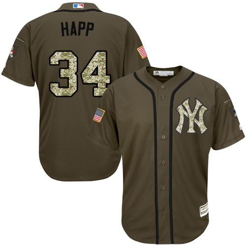 New York Yankees #34 J.A. Happ Green Salute to Service Stitched Jersey Men's