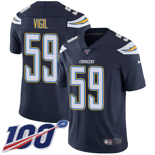 Los Angeles Chargers #59 Nick Vigil Navy Blue Team Color Youth Stitched 100th Season Vapor Untouchable Limited Jersey Youth