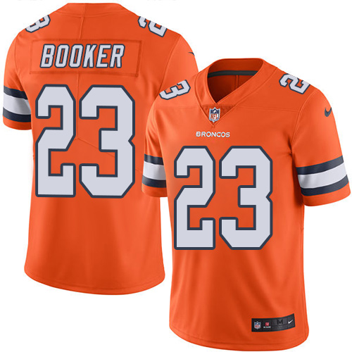 Denver Broncos #23 Devontae Booker Orange Youth Stitched Limited Rush Jersey Youth