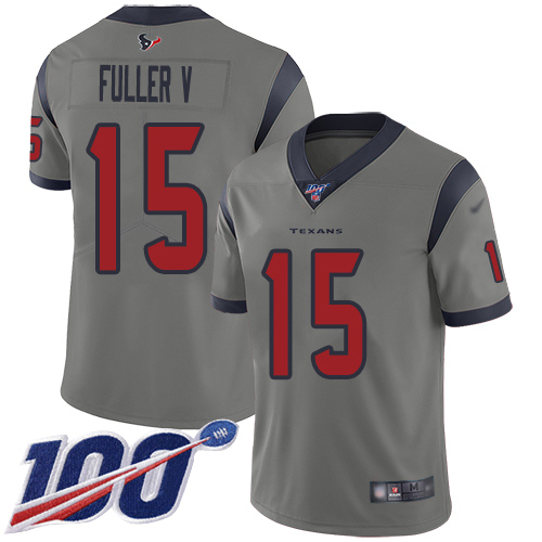 Houston Texans #15 Will Fuller V Gray Men's Stitched Limited Inverted Legend 100th Season Jersey Men's