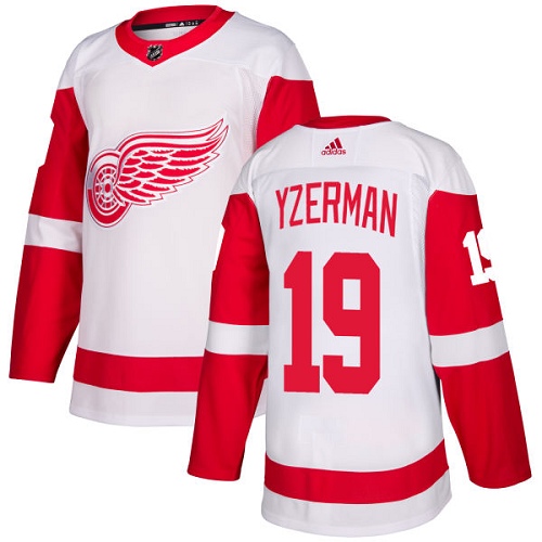 Adidas Detroit Red Wings #19 Steve Yzerman White Road Authentic Stitched Jersey Men's