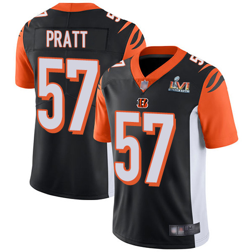 Cincinnati Bengals #57 Germaine Pratt Black Team Color Super Bowl LVI Patch Youth Stitched Vapor Untouchable Limited Jersey Youth