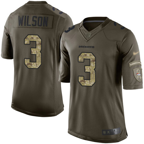 Broncos #3 Russell Wilson Green Men's Stitched Limited 2015 Salute To Service Jersey