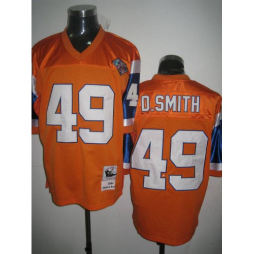 Mitchel & Ness Denver Broncos #49 Dennis Smith Orange Stitched Throwback Jersey Men's