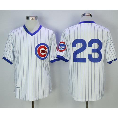 Mitchell And Ness 1987 Chicago Cubs #23 Ryne Sandberg White(Blue Strip) Throwback Stitched Jersey Men's