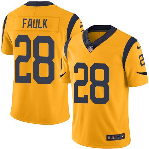 Los Angeles Rams #28 Marshall Faulk Gold Men's Stitched Limited Rush Jersey Men's