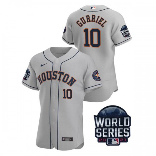 Houston Houston Astros #10 Yuli Gurriel Men's 150th Anniversary 2021 World Series Authentic Jersey - Gray Men's