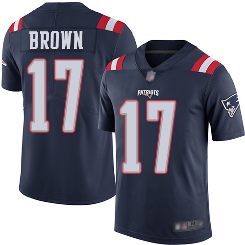 New England Patriots #17 Antonio Brown Navy Blue Youth Stitched Limited Rush Jersey Youth