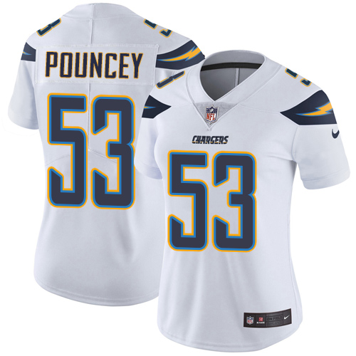 Los Angeles Chargers #53 Mike Pouncey White Women's Stitched Vapor Untouchable Limited Jersey Womens