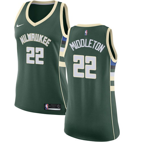 Milwaukee Bucks #22 Khris Middleton Green Womens Swingman Icon Edition Jersey Womens