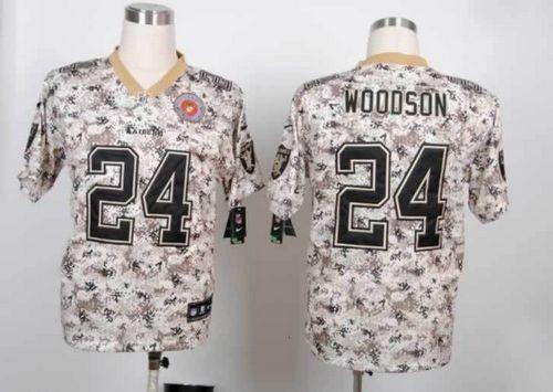 Raiders #24 Charles Woodson Camo Men's Stitched Elite USMC Jersey