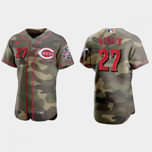 Cincinnati Cincinnati Reds #27 Tyler Naquin Men's 2021 Armed Forces Day Authentic Jersey -Camo Men's