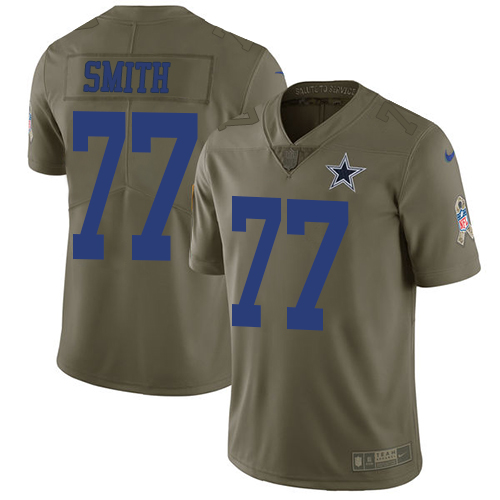 Dallas Cowboys #77 Tyron Smith Olive Men's Stitched Limited 2017 Salute To Service Jersey Men's