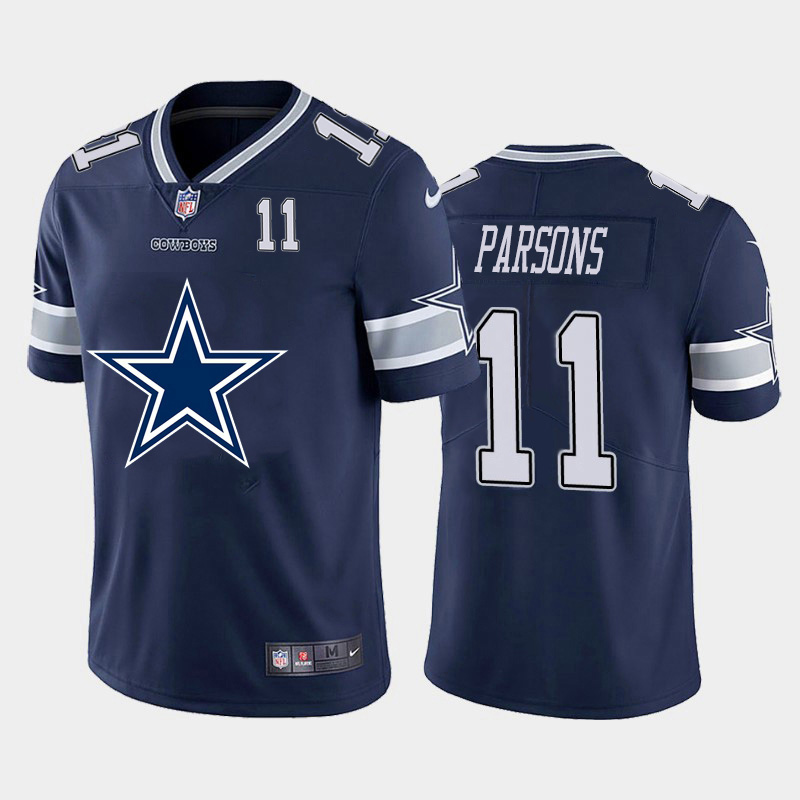 Dallas Cowboys #11 Micah Parsons Navy Blue Men's Big Team Logo Player Vapor Limited Jersey