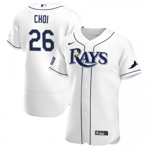 Tampa Bay Tampa Bay Rays #26 Ji-Man Choi Men's White Home 2020 World Series Bound Authentic Player Jersey Men's