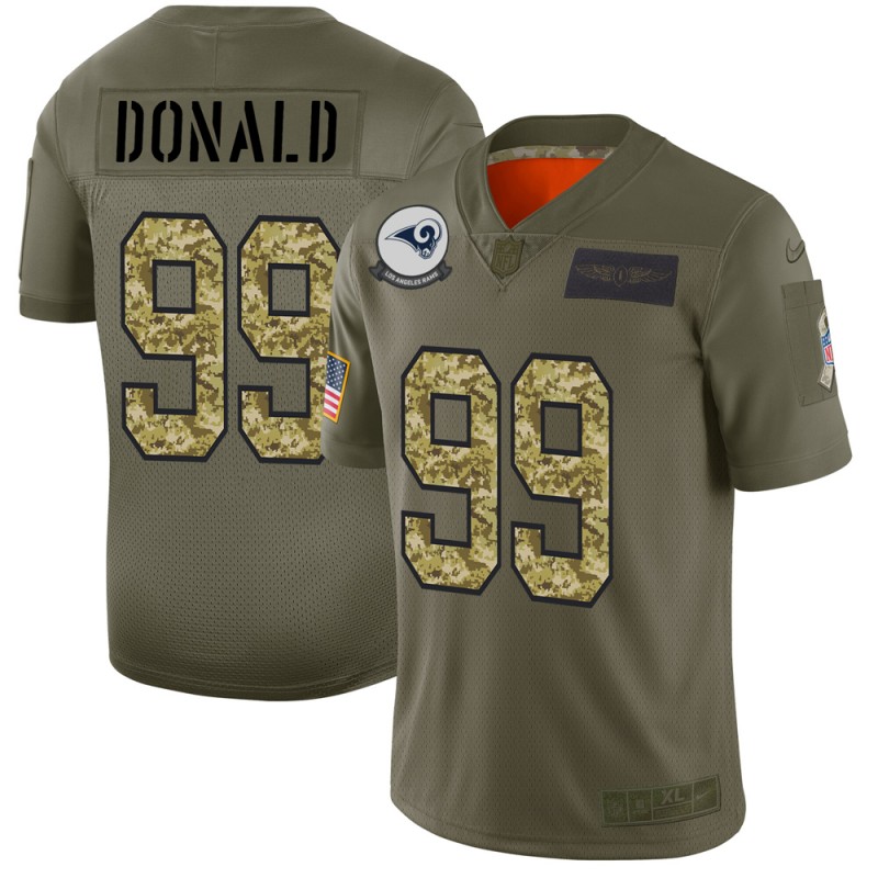 Los Angeles Rams #99 Aaron Donald Men's 2019 Olive Camo Salute To Service Limited Jersey