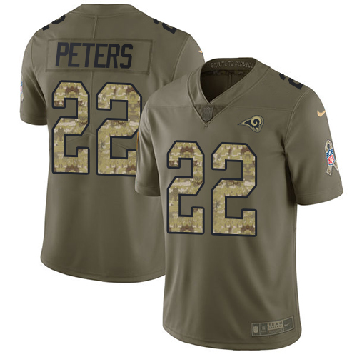 Los Angeles Rams #22 Marcus Peters Olive/Camo Youth Stitched Limited 2017 Salute to Service Jersey Youth
