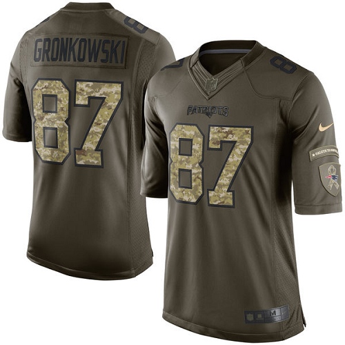 New England Patriots #87 Rob Gronkowski Green Youth Stitched Limited 2015 Salute to Service Jersey Youth