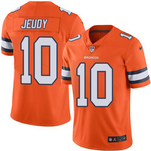 Broncos #10 Jerry Jeudy Orange Youth Stitched Limited Rush Jersey