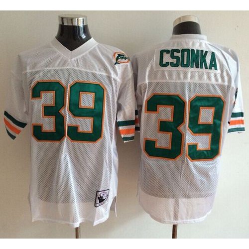 Mitchell And Ness Miami Dolphins #39 Larry Csonka White Throwback Stitched Jersey Men's