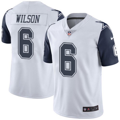 Cowboys #6 Donovan Wilson White Men's Stitched Limited Rush Jersey
