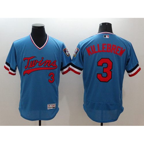 Minnesota Twins #3 Harmon Killebrew Light Blue Flexbase Authentic Collection Cooperstown Stitched Jersey Men's