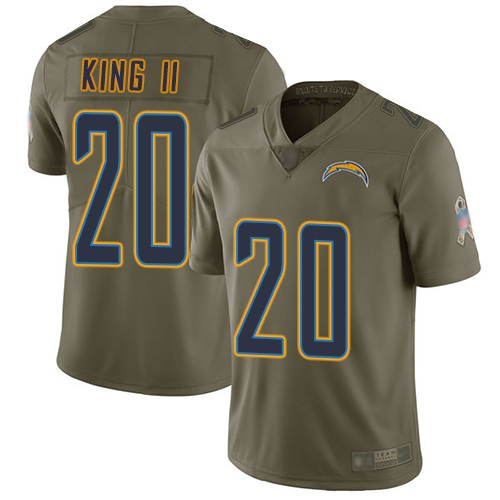 Los Angeles Chargers #20 Desmond King II Olive Youth Stitched Limited 2017 Salute to Service Jersey Youth
