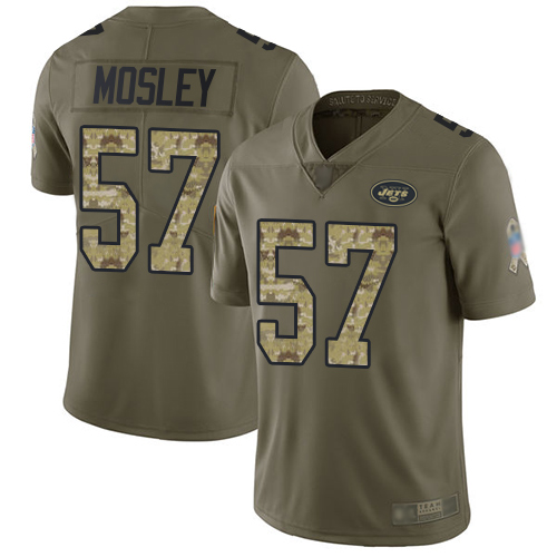 Jets #57 C.J. Mosley Olive/Camo Youth Stitched Limited 2017 Salute To Service Jersey